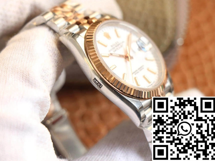 Datejust White M126231-0017 EW Rolex Dial Rose Factory Gold 0314